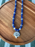 Royal Blue & White Seashell Necklace