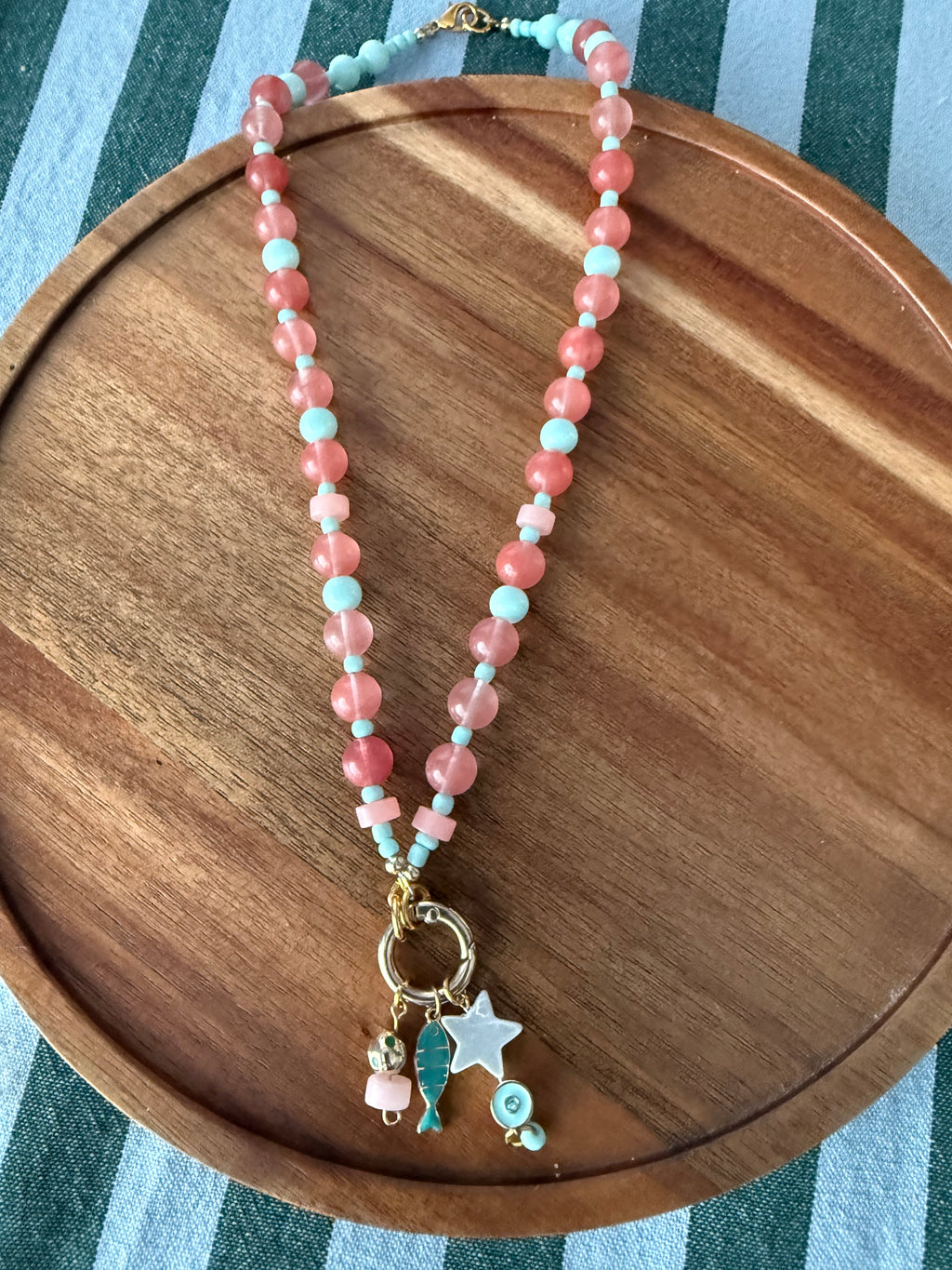 Coral and Teal Fish Charms