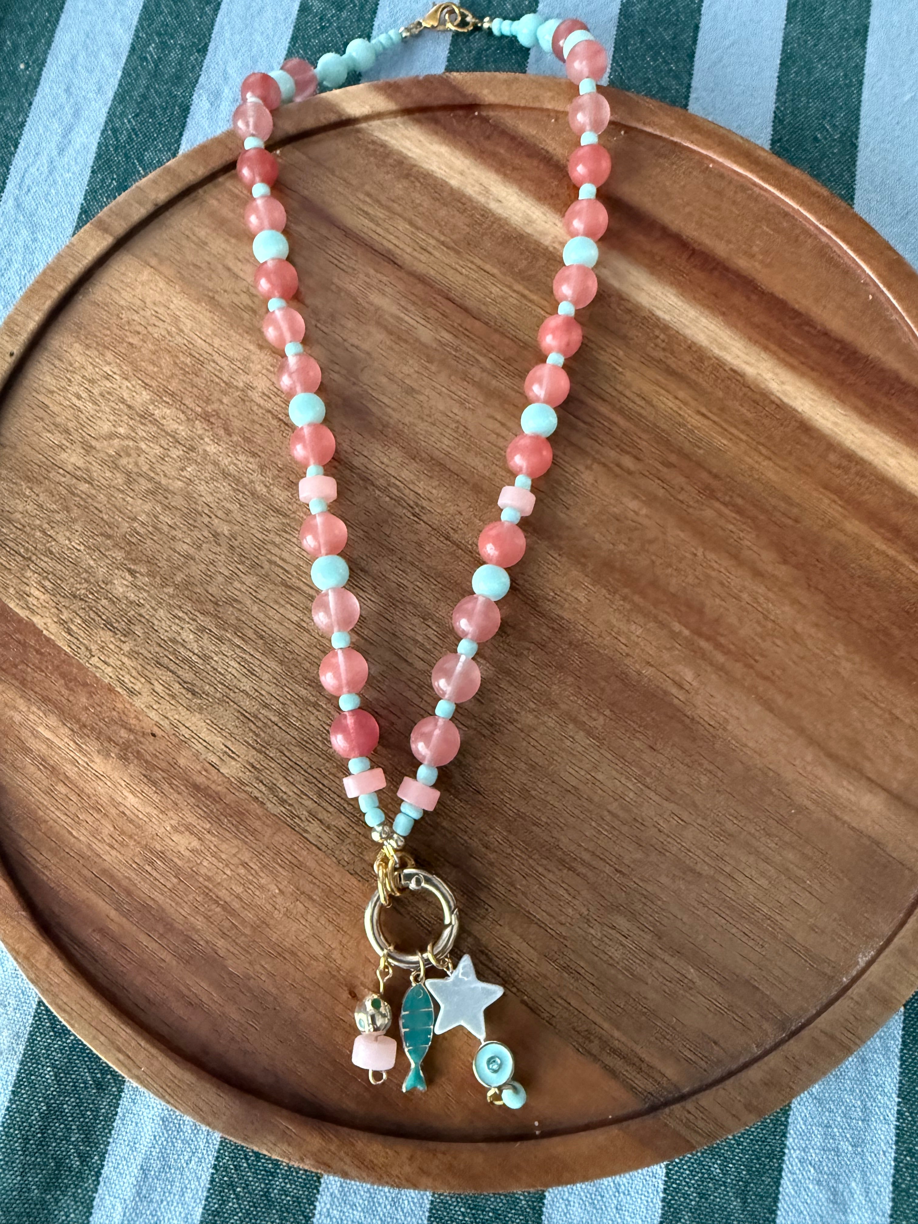 Coral and Teal Fish Charms