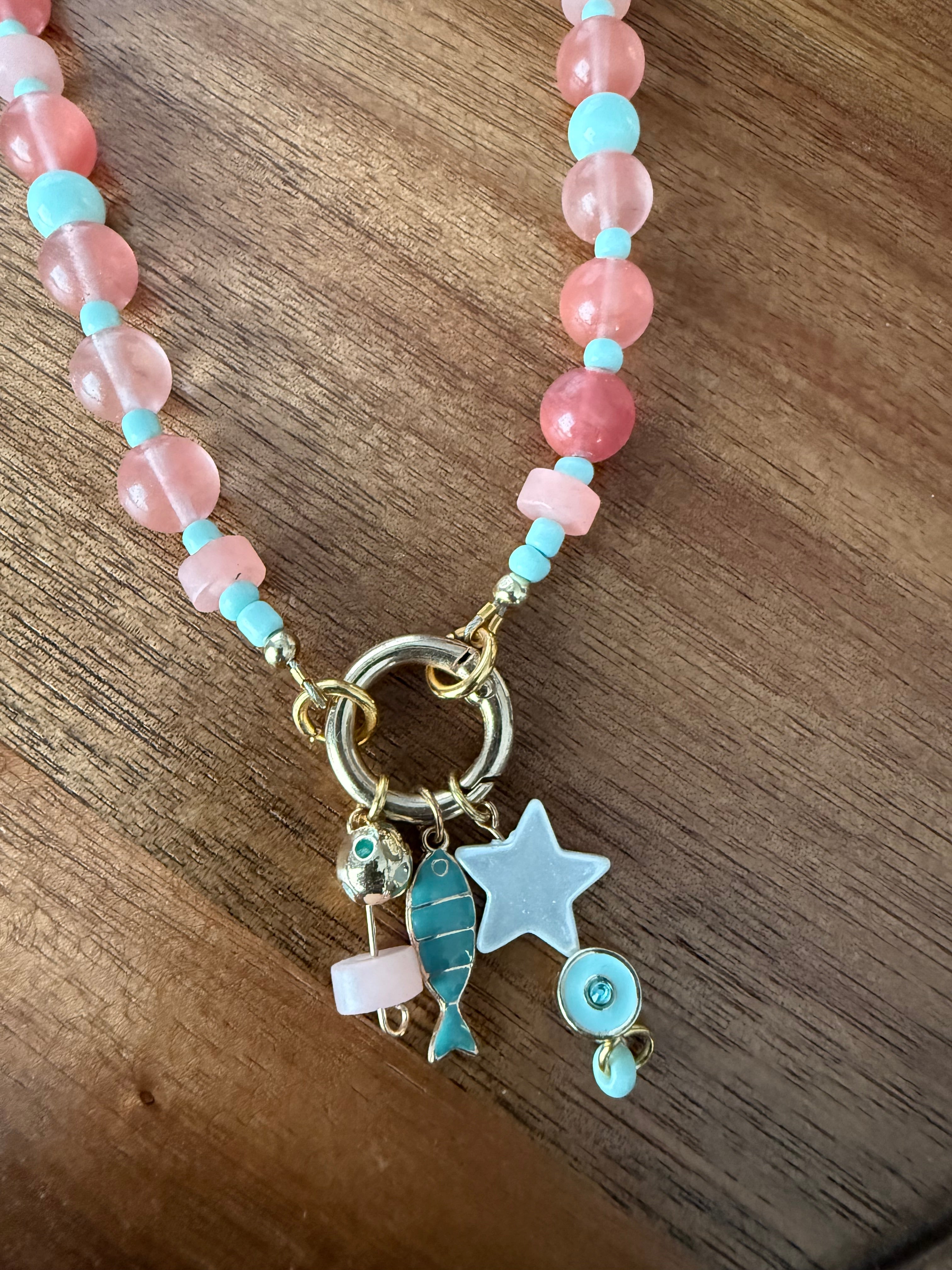 Coral and Teal Fish Charms